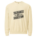 CNC Machinist Crewneck Sweatshirt - Tolerance Stack Crash Humor Workwear Badge for Shop Floor Operators