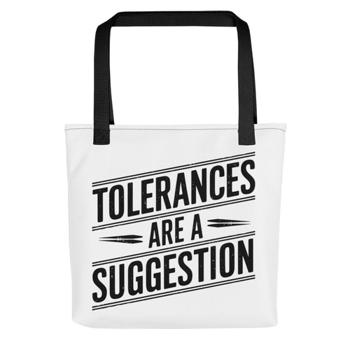 CNC Crash Humor Tote Bag for Machinists — front view
