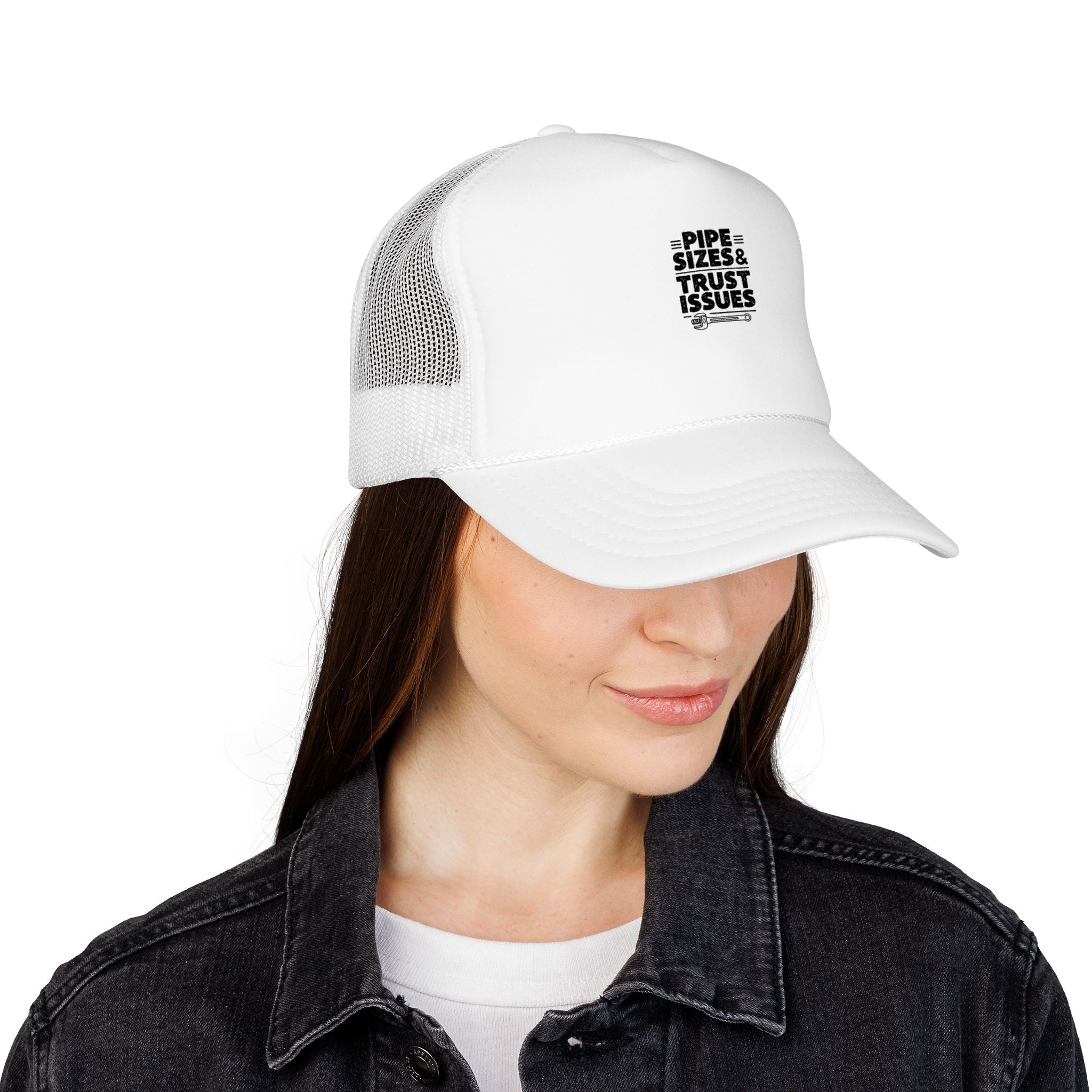 Plumber Trucker Hat - Pipe Sizes & Trust Issues - Snapback Cap for Plumbers, Pipefitters, Drain Techs