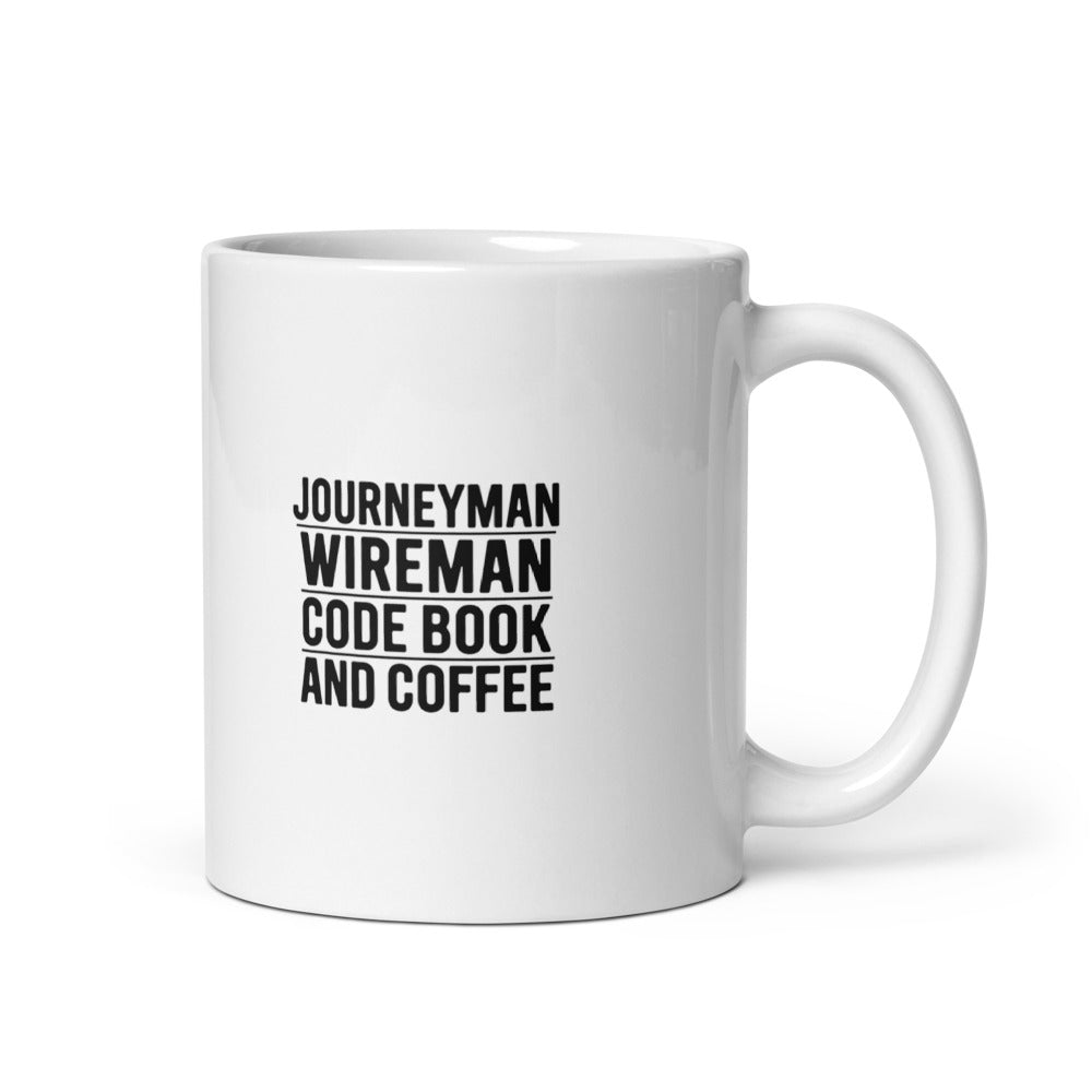 Journeyman Wireman Mug Code Book and Coffee 11oz Ceramic Ins — front view