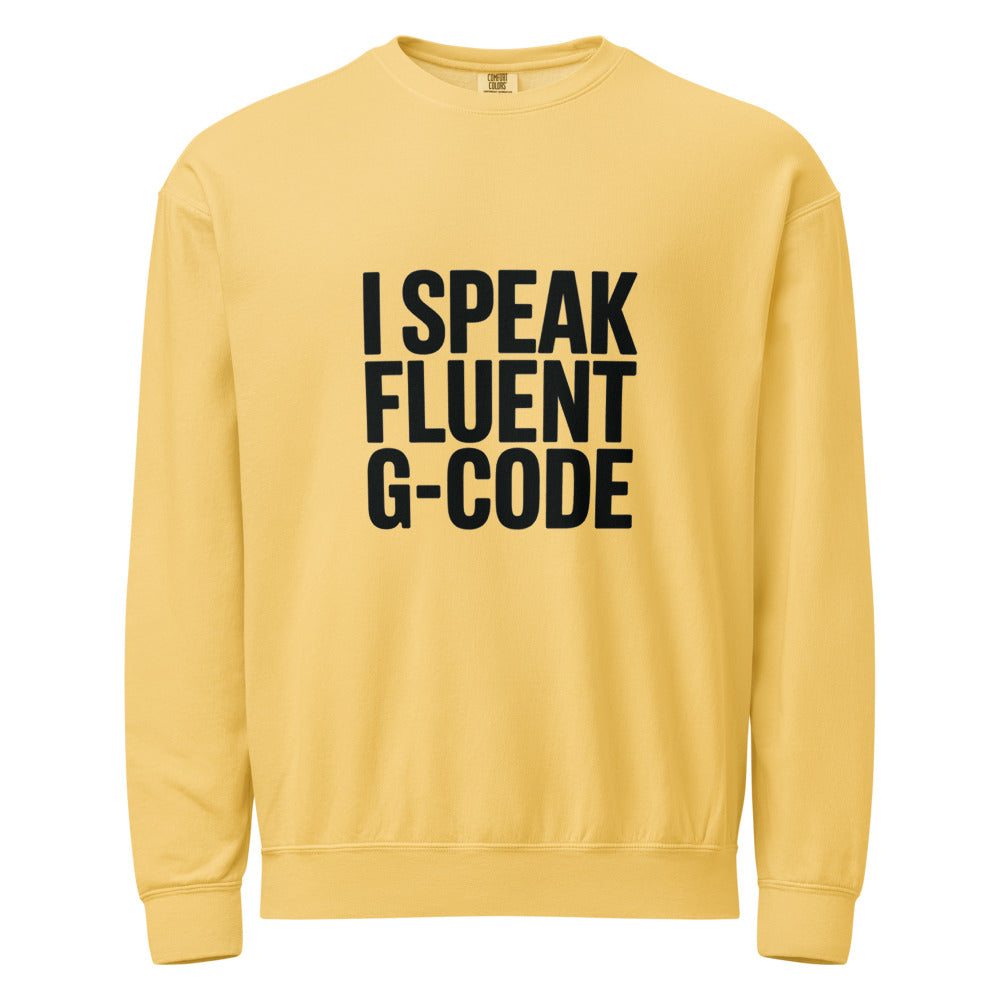 Fluent in G-Code Crewneck Sweatshirt - CNC Machinist Operator Shop Floor Pullover