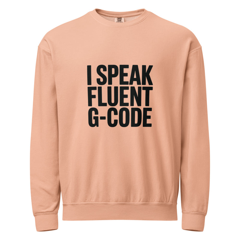 Fluent in G-Code Crewneck Sweatshirt - CNC Machinist Operator Shop Floor Pullover