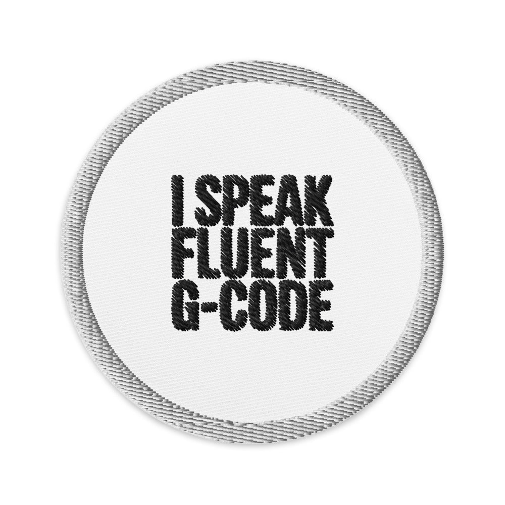 G-Code Fluent Embroidered Circle Patch — CNC Machinist Shop Floor Badge