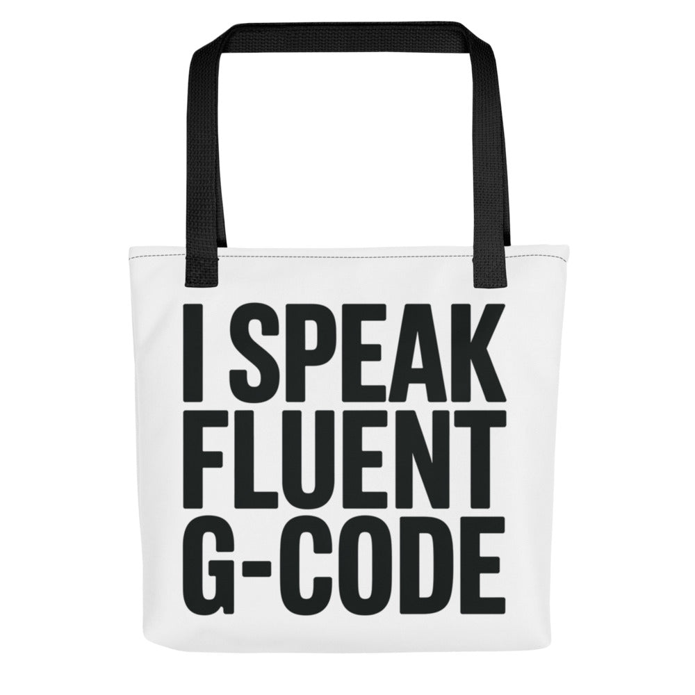 G-Code Fluent Tote Bag CNC Machinist Gift Mill Lathe Operato — front view