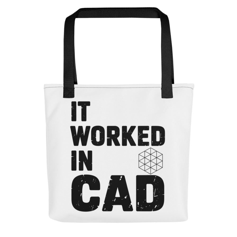 It Worked In CAD Cotton Tote Bag Mechanical Engineer Gift Fu — front view