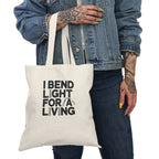 Welder Tote Bag - I Bend Light For A Living - Cotton Canvas Bag for TIG MIG Pipe Welders, Fabricators, Pipeliners