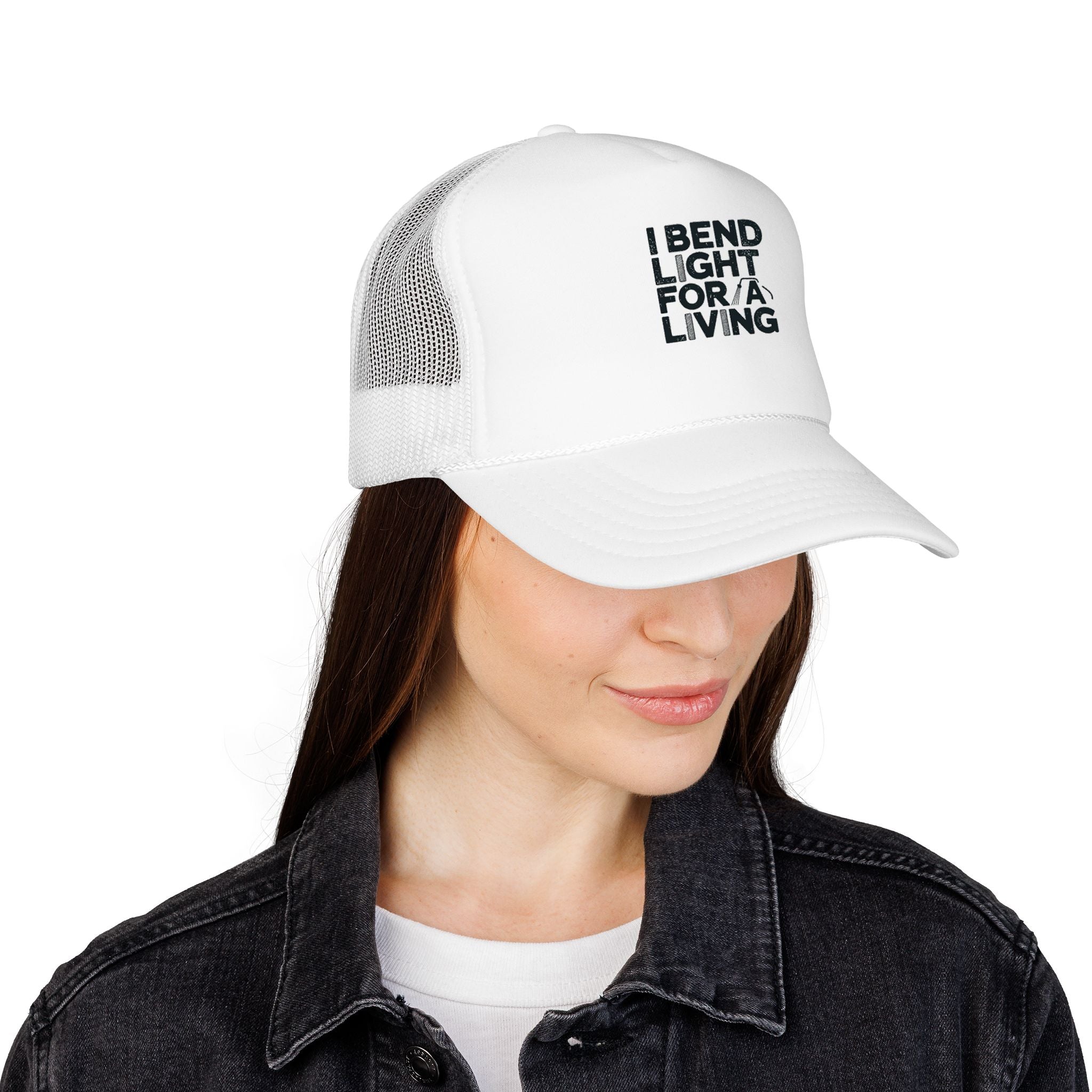Welder Trucker Hat - I Bend Light For A Living - Funny Welding Humor Snapback for TIG MIG Pipe Welders, Fabricators