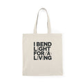 Welder Tote Bag - I Bend Light For A Living - Cotton Canvas Bag for TIG MIG Pipe Welders, Fabricators, Pipeliners