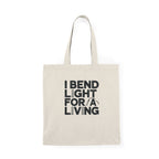 Welder Tote Bag - I Bend Light For A Living - Cotton Canvas Bag for TIG MIG Pipe Welders, Fabricators, Pipeliners