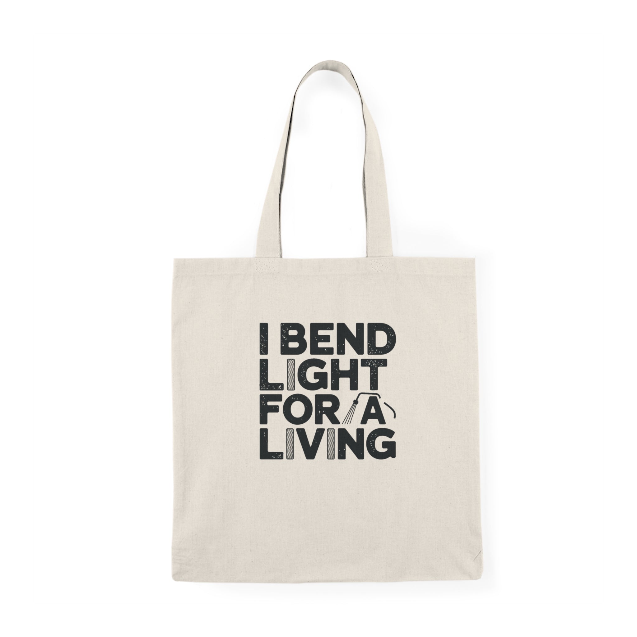 Welder Tote Bag - I Bend Light For A Living - Cotton Canvas Bag for TIG MIG Pipe Welders, Fabricators, Pipeliners