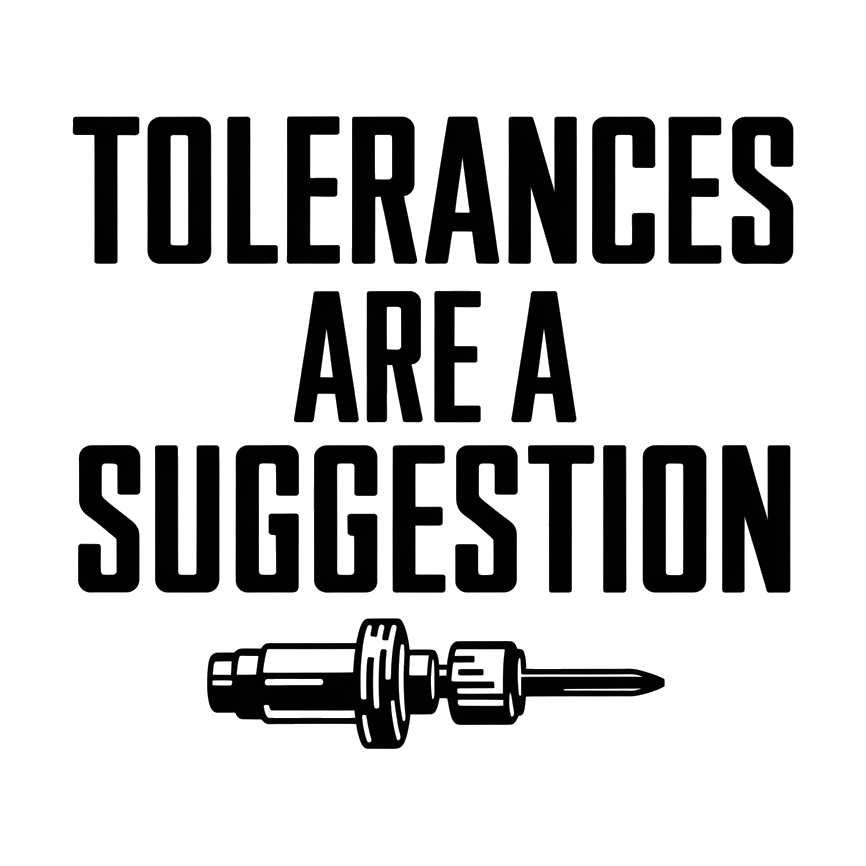 Tolerances Are A Suggestion Tote Bag — alt angle