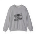 CNC Machinist Crewneck Sweatshirt - Tolerance Stack Crash Humor Workwear Badge for Shop Floor Operators