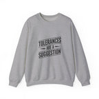 CNC Machinist Crewneck Sweatshirt - Tolerance Stack Crash Humor Workwear Badge for Shop Floor Operators