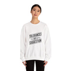 CNC Machinist Crewneck Sweatshirt - Tolerance Stack Crash Humor Workwear Badge for Shop Floor Operators