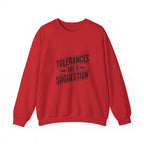 CNC Machinist Crewneck Sweatshirt - Tolerance Stack Crash Humor Workwear Badge for Shop Floor Operators