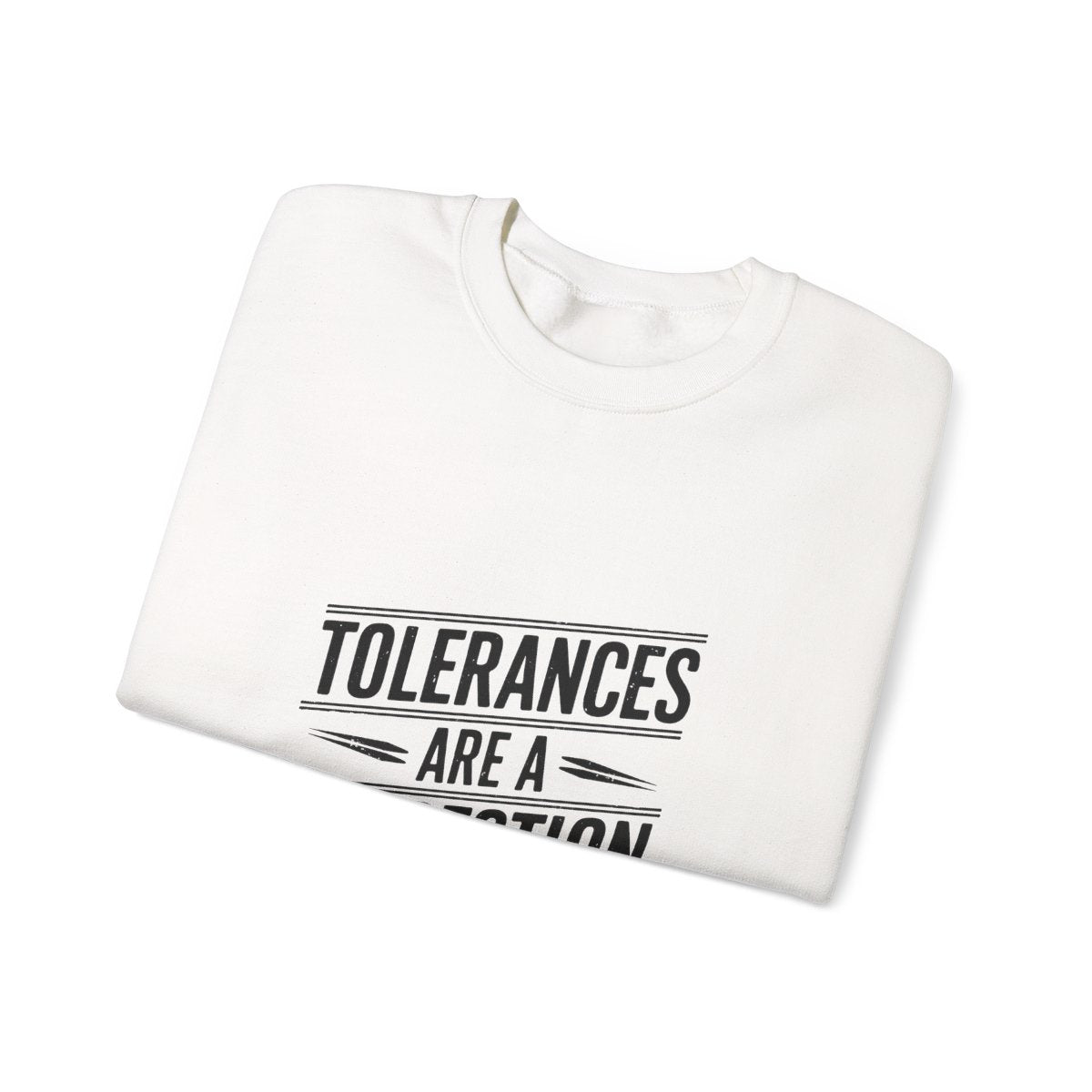 CNC Machinist Crewneck Sweatshirt - Tolerance Stack Crash Humor Workwear Badge for Shop Floor Operators