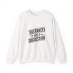 CNC Machinist Crewneck Sweatshirt - Tolerance Stack Crash Humor Workwear Badge for Shop Floor Operators