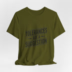 CNC Machinist T-Shirt Tolerance Humor Tee Crash Recovery Shop Floor Workwear Badge Unisex Shirt