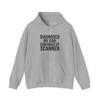 Diagnosed By Ear Confirmed By Scanner Hoodie - Diesel Tech Pullover - Class 8 Truck Mechanic Workwear Sweatshirt