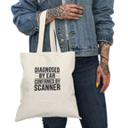 Diagnosed By Ear Confirmed By Scanner Tote Bag — Diesel Technician Workwear Typography Shop Bag