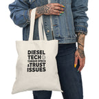 Diesel Tech Tote Bag - Torque Specs and Trust Issues - Class 8 Mechanic Workwear Badge Cotton Tote