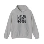 G-Code Fluent Hoodie — CNC Operator Pullover for Mill and Lathe Shop Floor Wear