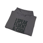 G-Code Fluent Hoodie — CNC Operator Pullover for Mill and Lathe Shop Floor Wear
