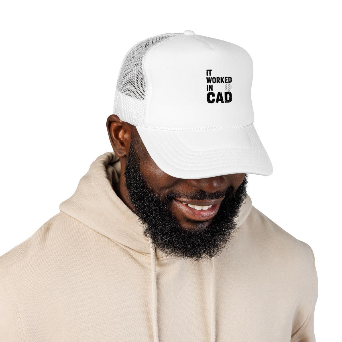It Worked In CAD Trucker Hat - Mechanical Engineer Humor Snapback for FEA Designers and ME Students