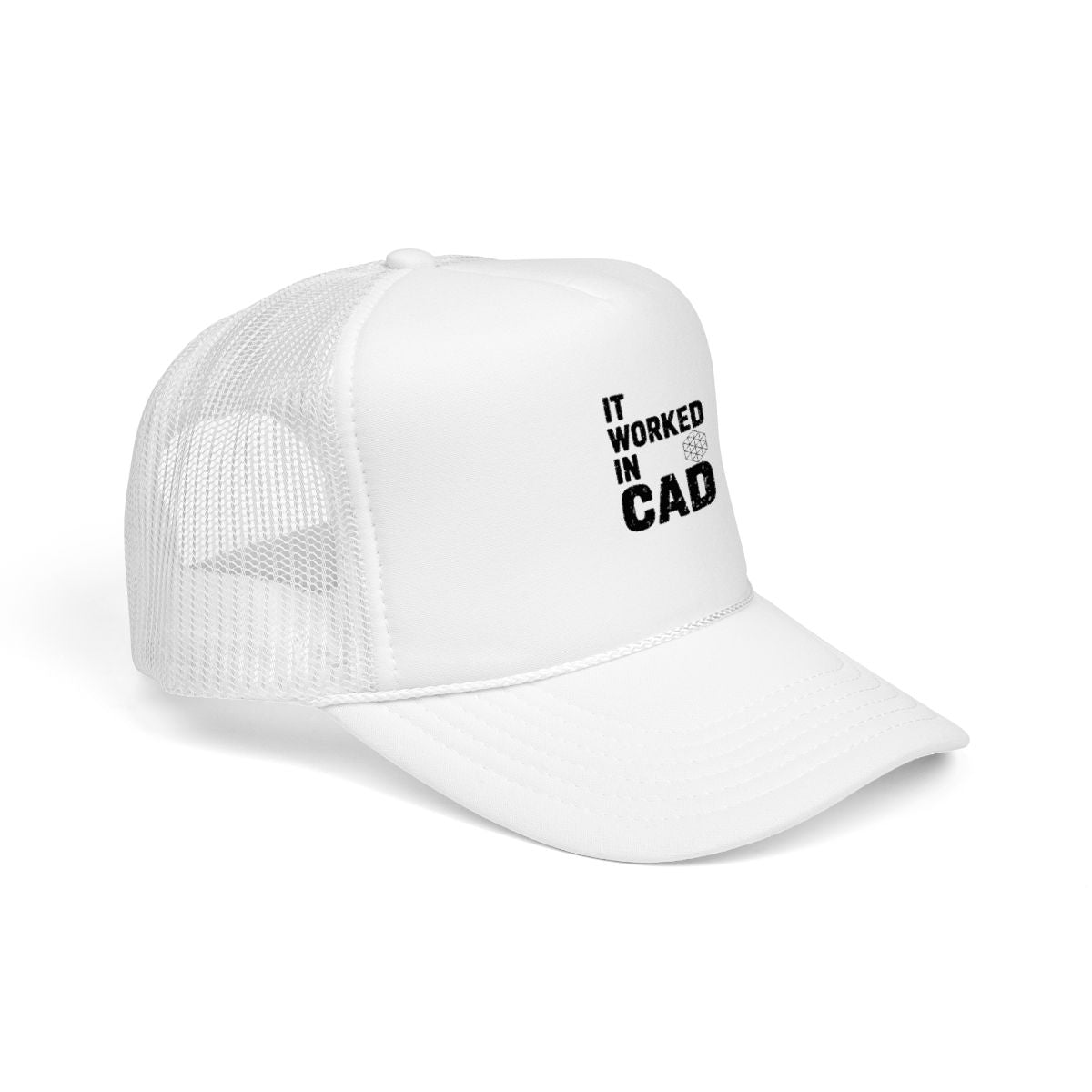 It Worked In CAD Trucker Hat - Mechanical Engineer Humor Snapback for FEA Designers and ME Students