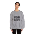 Journeyman Wireman Crewneck Sweatshirt - Code Book and Coffee Inside Wireman Electrician Pullover