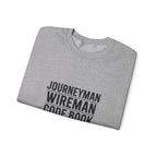 Journeyman Wireman Crewneck Sweatshirt - Code Book and Coffee Inside Wireman Electrician Pullover