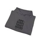 Plumber Hoodie - Pipe Sizes & Trust Issues - Pullover Sweatshirt for Licensed Plumbers, Drain Techs, Pipefitters