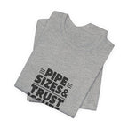 Plumber T-Shirt - Pipe Sizes & Trust Issues - Funny Plumbing Gift Tee for Drain Techs, Pipefitters, Journeymen