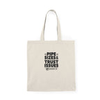 Plumber Tote Bag - Pipe Sizes & Trust Issues - Cotton Canvas Tool Bag for Plumbers, Pipefitters, Drain Techs