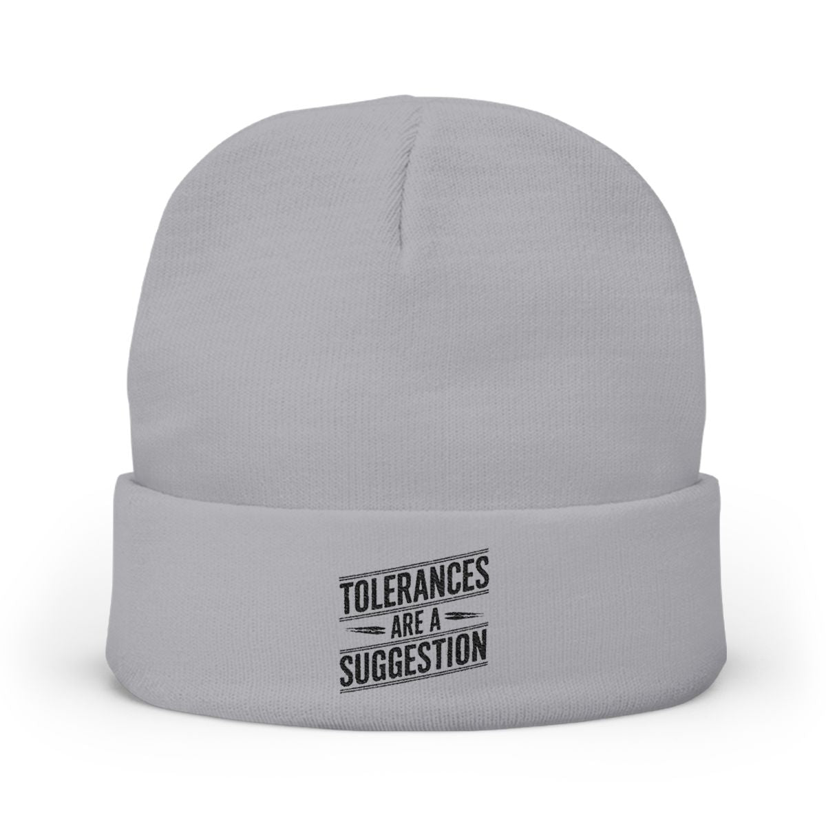 Tolerance Stack Knit Beanie — CNC Machinist Crash Humor Cuffed Shop Beanie for Setup Guys and Operators