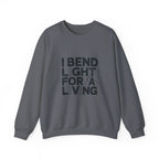 Welder Crewneck Sweatshirt - I Bend Light For A Living - Funny TIG MIG Stick Welder Gift Pullover for Pipe Welders, Fabricators