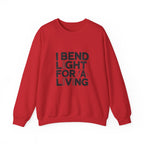 Welder Crewneck Sweatshirt - I Bend Light For A Living - Funny TIG MIG Stick Welder Gift Pullover for Pipe Welders, Fabricators