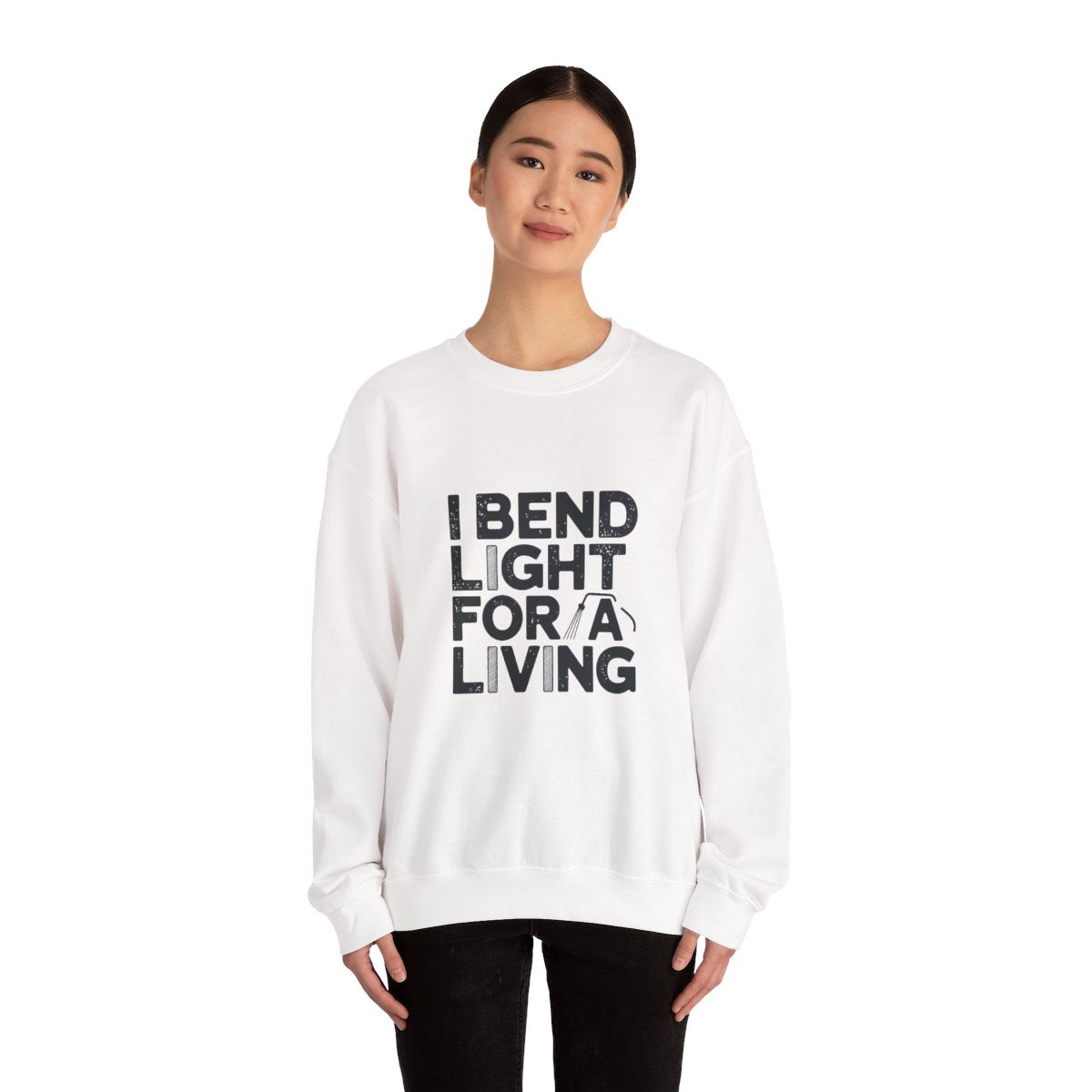 Welder Crewneck Sweatshirt - I Bend Light For A Living - Funny TIG MIG Stick Welder Gift Pullover for Pipe Welders, Fabricators