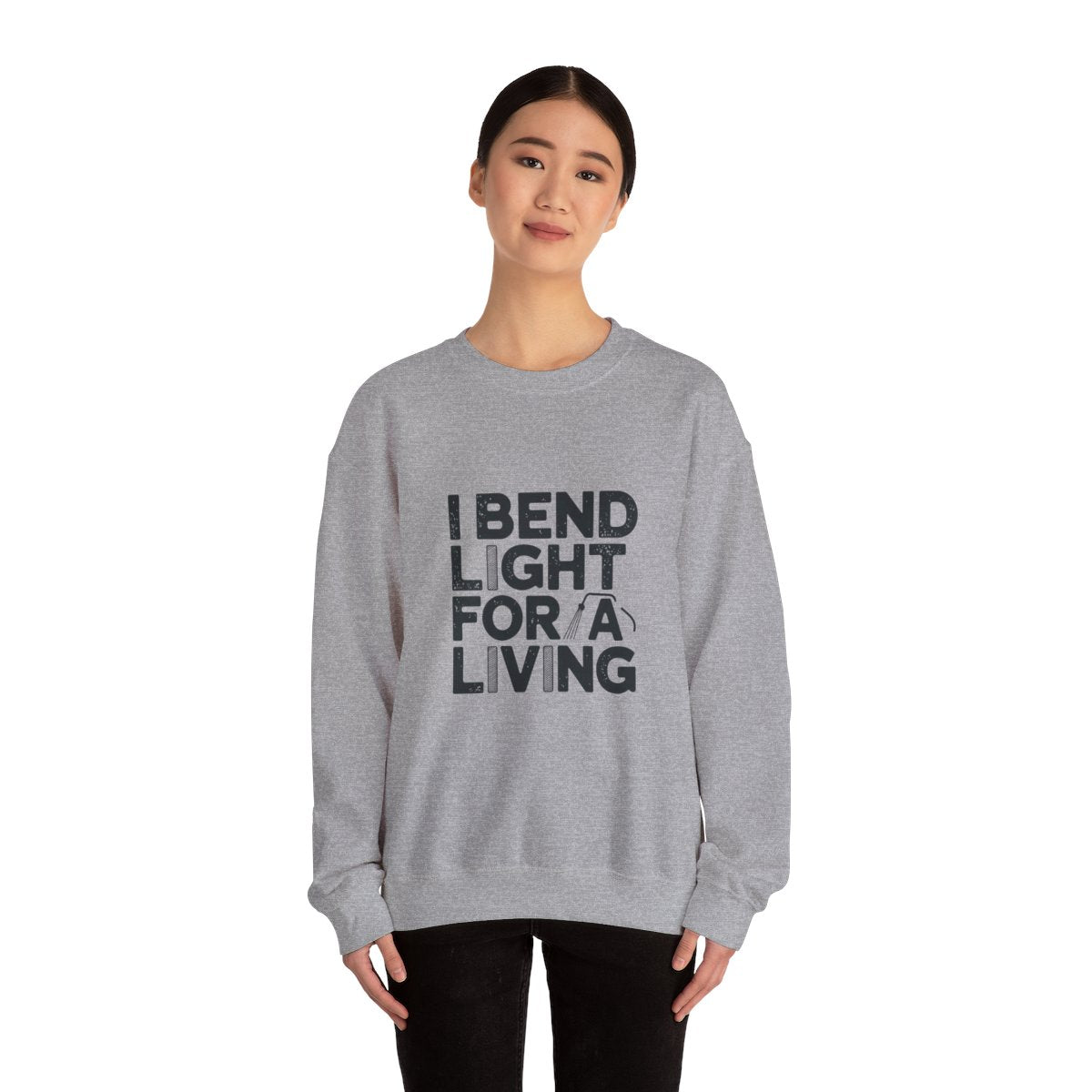 Welder Crewneck Sweatshirt - I Bend Light For A Living - Funny TIG MIG Stick Welder Gift Pullover for Pipe Welders, Fabricators